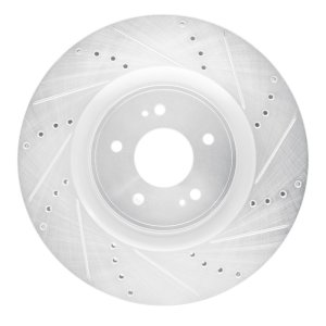 Mitsubishi Lancer Brake Rotor (1) - Front Right - R1 Concepts - Drilled & Slotted - Silver - `08-`15